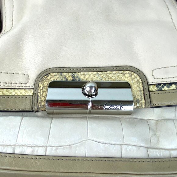 Coach Leather Purse Handbag Satchel Kristin Spectator Bag Beige 16810 Large - Picture 9 of 11